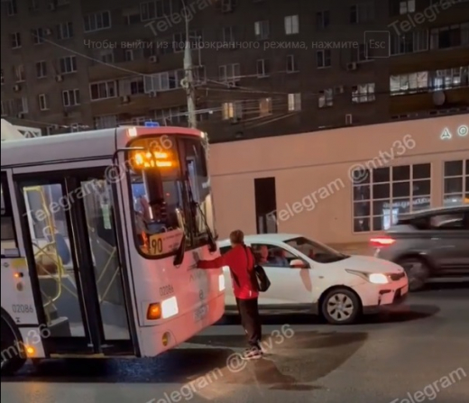 Жительница Воронежа руками остановила автобус и устроила драку