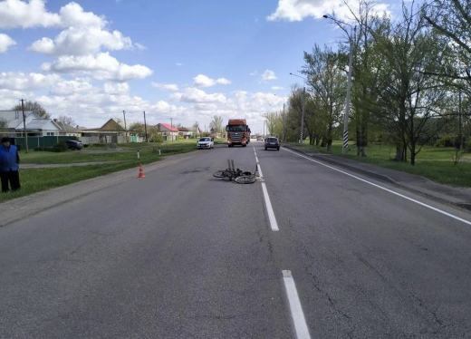 Пенсионер на велосипеде влетел в «КамАЗ» на воронежской трассе и погиб