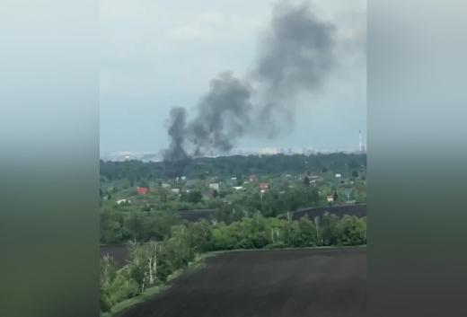 Мощный пожар в микрорайоне Воронежа сняли очевидцы