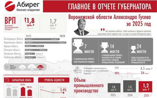 Инфографика «Абирега»: главное из отчета губернатора Воронежской области за 2025 год