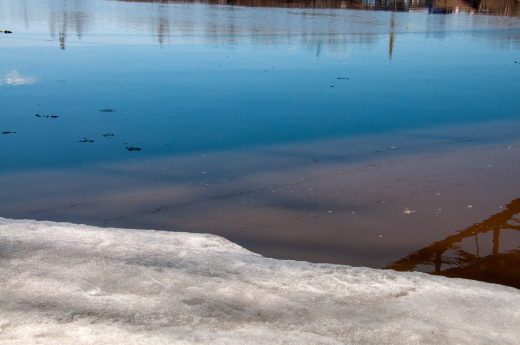 В Москве двое мужчин устроили заплыв на льдине по Москве-реке