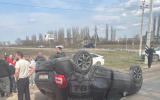 Авария с «перевёртышем» под Воронежем попала на видео