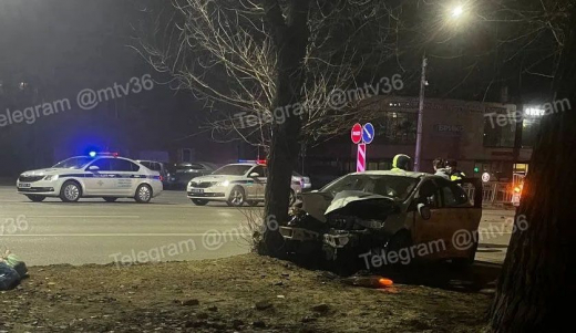 В Воронеже на улице 9 Января иномарка влетела в дерево