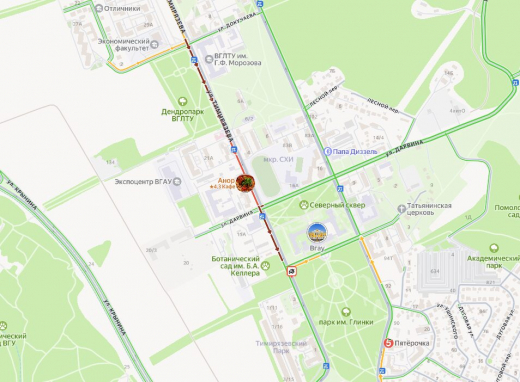 ДТП с перевернувшимся авто спровоцировало пробку у аграрного университета в Воронеже