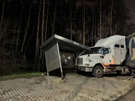 Грузовик снёс остановку в Воронеже: водитель отказался от проверки на опьянение