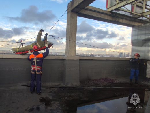 Пожарно-тактическое учение на высоте 140 метров провели сотрудники МЧС России в Красногорке