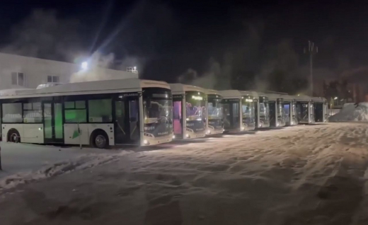 Воронежские автобусы прогревали морозной ночью, чтобы они вышли на линию