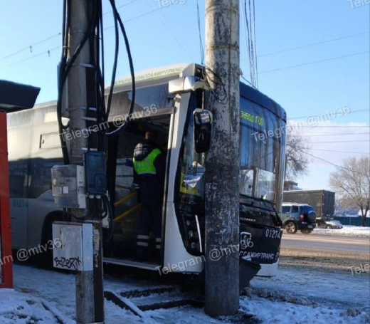 В Воронеже автобус № 49 влетел в столб: пострадала пассажирка