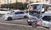 Центр Воронежа встал в пробке из-за массового ДТП с маршруткой