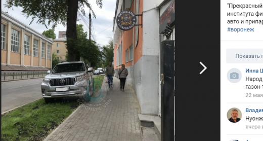 Пользователи соцсетей призвали наказать автохама за парковку на газоне в Воронеже