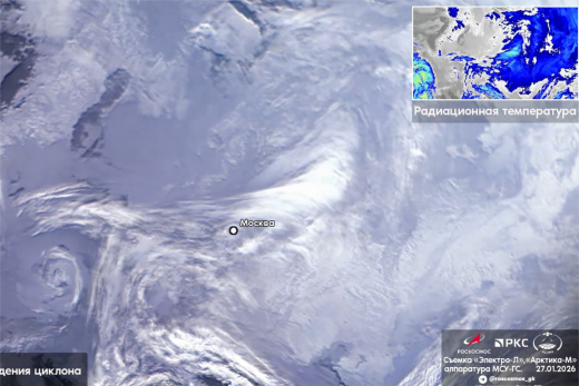 «Роскосмос» показал снятый снежный циклон над Москвой