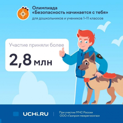 Более 2,8 миллиона детей проверили свои знания во Всероссийской онлайн-олимпиаде «Безопасность начинается с тебя»