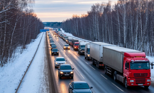 Грузовик перекрыл движение на трассе «Дон» в Воронежской области