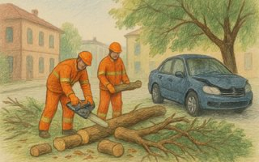 В Курске после шторма упало 12 деревьев, повреждены два автомобиля